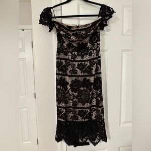 Express black and beige lace off the shoulder dress size 0